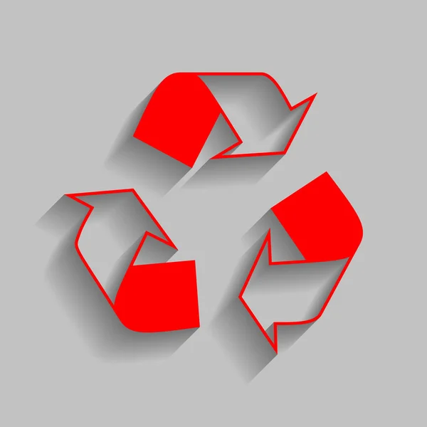 Концепція переробки логотипу. Вектор. Червона ікона з м'якою тіні на сірому фоні . — стоковий вектор