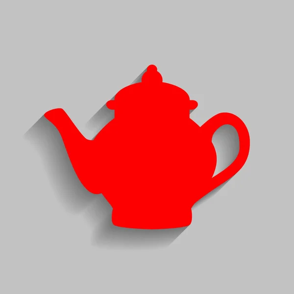 Señal de fabricante de té. Vector. Icono rojo con sombra suave sobre fondo gris . — Vector de stock