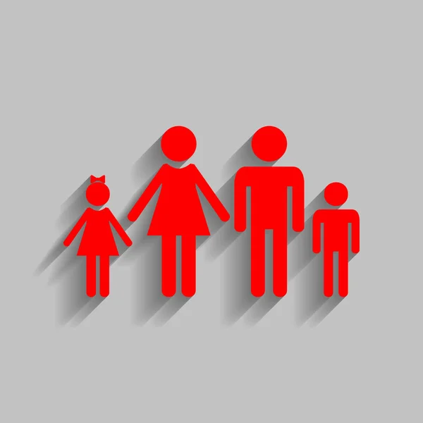 Illustration du signe familial. Vecteur. Icône rouge avec ombre douce sur fond gris . — Image vectorielle