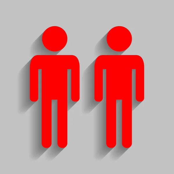 Signe de famille gay. Vecteur. Icône rouge avec ombre douce sur fond gris . — Image vectorielle