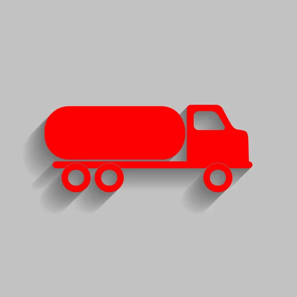車は、記号を転送します。ベクトル。灰色の背景にソフト シャドウの付いた赤いアイコン. — ストックベクタ