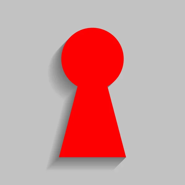 鍵穴の記号の図。ベクトル。灰色の背景にソフト シャドウの付いた赤いアイコン. — ストックベクタ