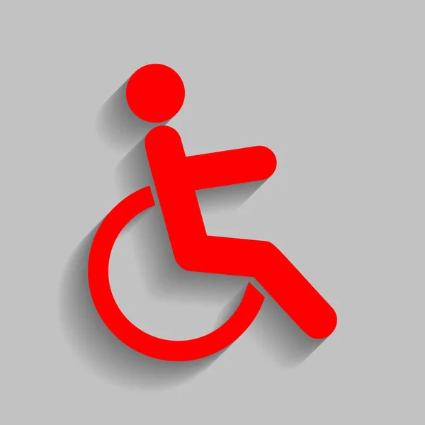 Disabled sign illustration. Vector. Red icon with soft shadow on gray background. — Stock Vector