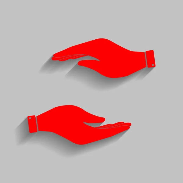 Illustration du signe. Vecteur. Icône rouge avec ombre douce sur fond gris . — Image vectorielle