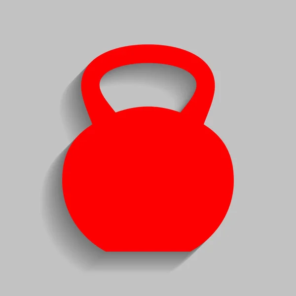 Señal de Fitness Dumbbell. Vector. Icono rojo con sombra suave sobre fondo gris . — Archivo Imágenes Vectoriales