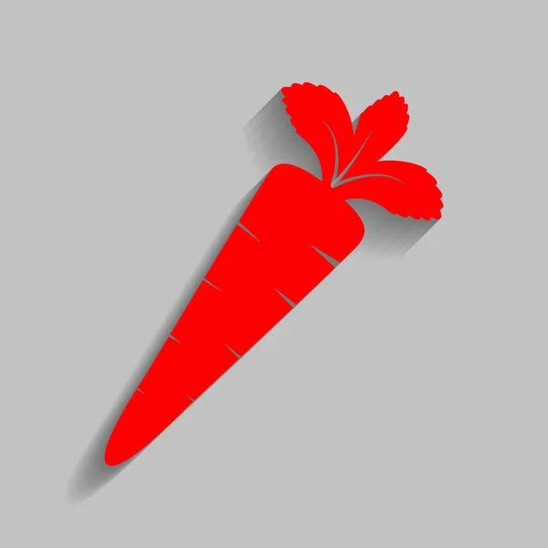 ニンジンの記号図。ベクトル。灰色の背景にソフト シャドウの付いた赤いアイコン. — ストックベクタ