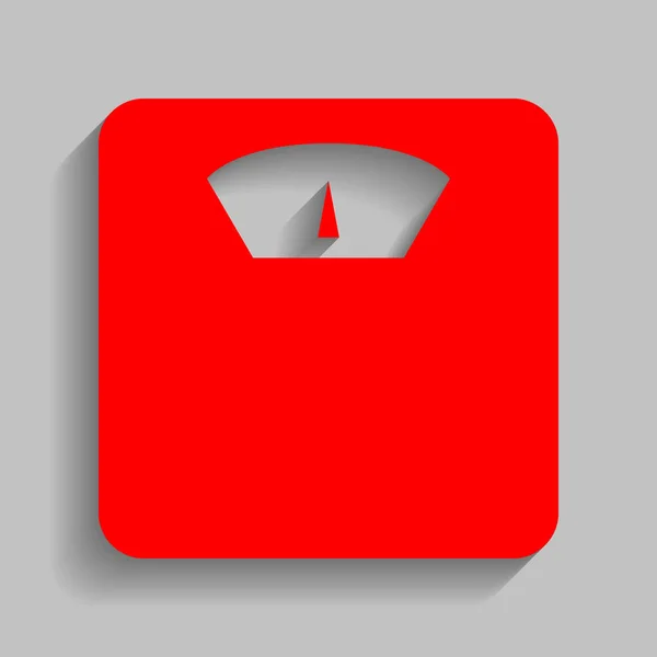 Banheiro sinal escala. Vector. Ícone vermelho com sombra suave no fundo cinza . — Vetor de Stock