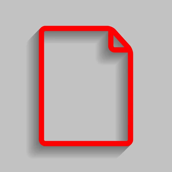 Ilustración vertical del signo de documento. Vector. Icono rojo con sombra suave sobre fondo gris . — Archivo Imágenes Vectoriales