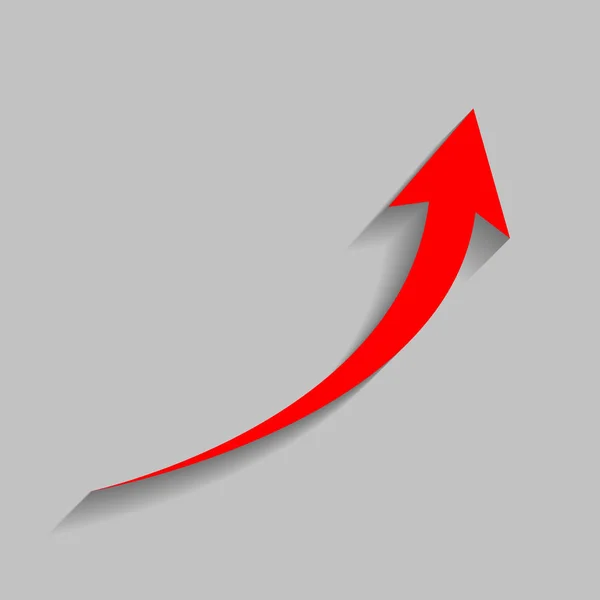 Növekvő nyíl jel. Vektor. Szürke háttér lágy árnyéka piros ikon. — Stock Vector