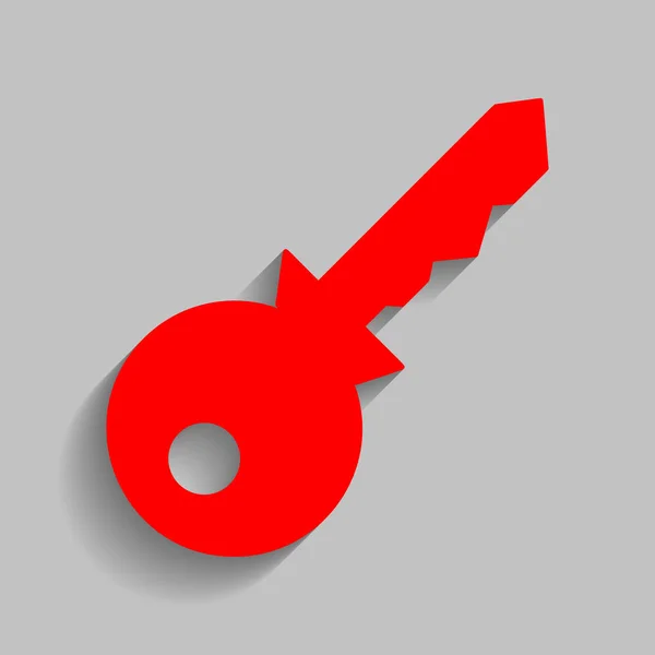 Illustration des signes clés. Vecteur. Icône rouge avec ombre douce sur fond gris . — Image vectorielle