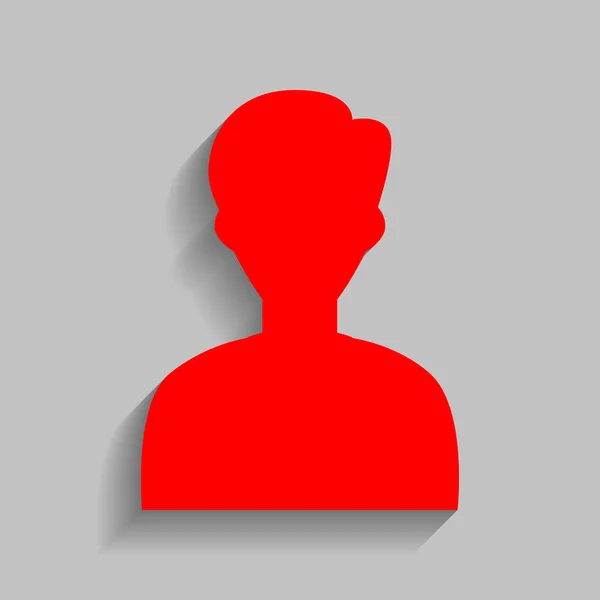 Ilustración avatar usuario. Signo anónimo. Vector. Icono rojo con sombra suave sobre fondo gris . — Vector de stock