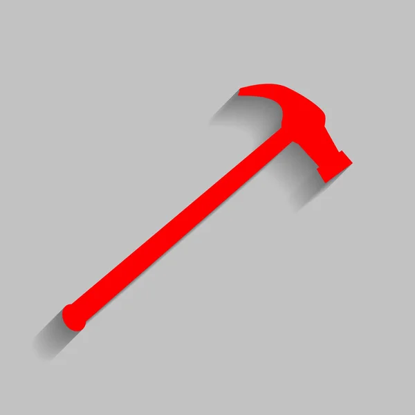 Eenvoudige pictogram zag. Vector. Rode pictogram met zachte schaduw op grijze achtergrond. — Stockvector