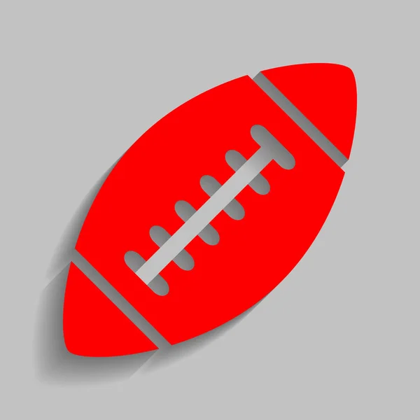 Pelota de fútbol americano simple. Vector. Icono rojo con sombra suave sobre fondo gris . — Vector de stock