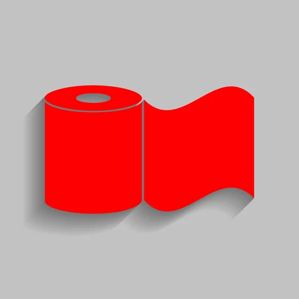 Wc-papier teken. Vector. Rode pictogram met zachte schaduw op grijze achtergrond. — Stockvector