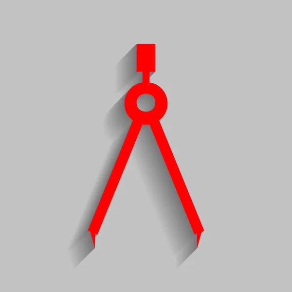 Розділювач простий знак. Вектор. Червона ікона з м'якою тіні на сірому фоні . — стоковий вектор