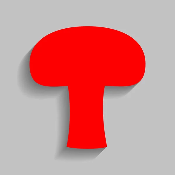 Fungo segno semplice. Vettore. Icona rossa con ombra morbida su sfondo grigio . — Vettoriale Stock