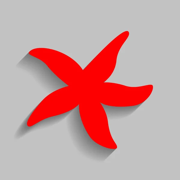 Sea star znamení. Vektor. Červená ikona s měkký stín na šedém pozadí. — Stockový vektor