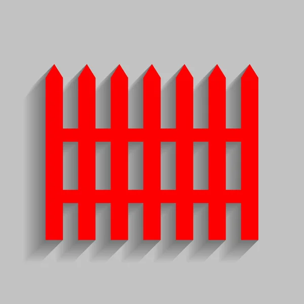 Valla simple signo. Vector. Icono rojo con sombra suave sobre fondo gris . — Vector de stock