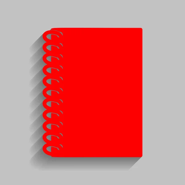 ノート シンプルな標識。ベクトル。灰色の背景にソフト シャドウの付いた赤いアイコン. — ストックベクタ