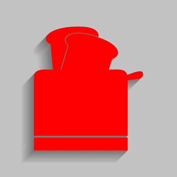 Простой тостер. Вектор. Красная иконка с мягкой тенью на сером фоне . — стоковый вектор