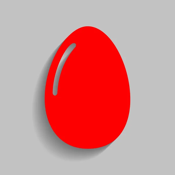 Chiken jajko znak. Wektor. Czerwona ikona z miękkich cieni na szarym tle. — Wektor stockowy