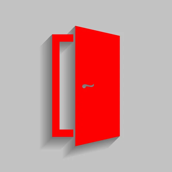 Señal de la puerta ilustración. Vector. Icono rojo con sombra suave sobre fondo gris . — Archivo Imágenes Vectoriales