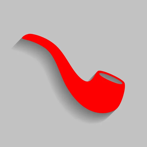 Καπνού σωλήνα εισόδου. Διάνυσμα. Κόκκινο εικονίδιο με απαλή σκιά σε γκρίζο φόντο. — Διανυσματικό Αρχείο