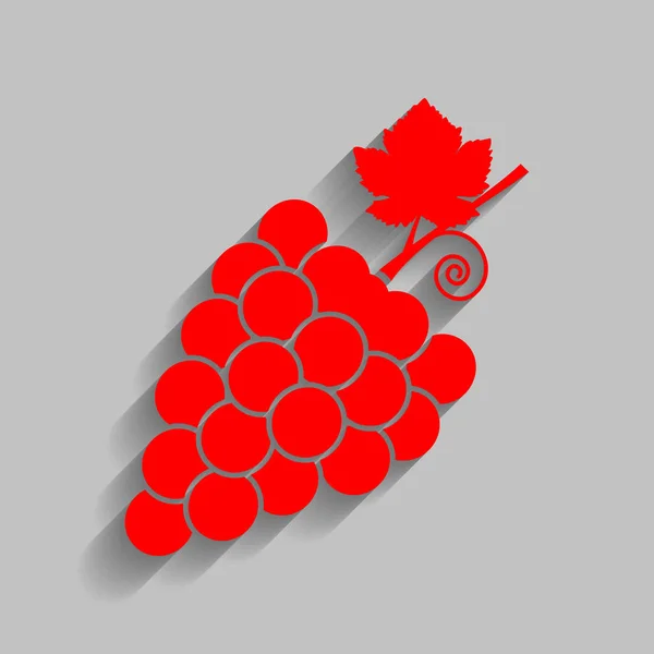 Uvas sinal ilustração. Vector. Ícone vermelho com sombra suave no fundo cinza . —  Vetores de Stock