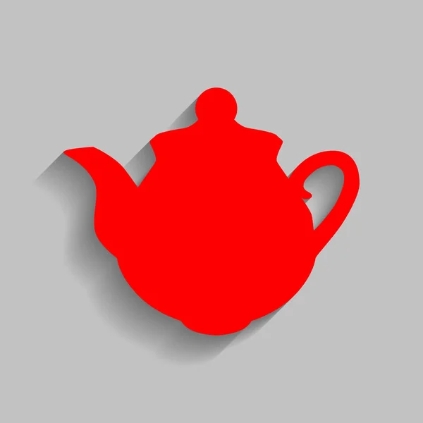 Sinal de fabricante de chá. Vector. Ícone vermelho com sombra suave no fundo cinza . — Vetor de Stock