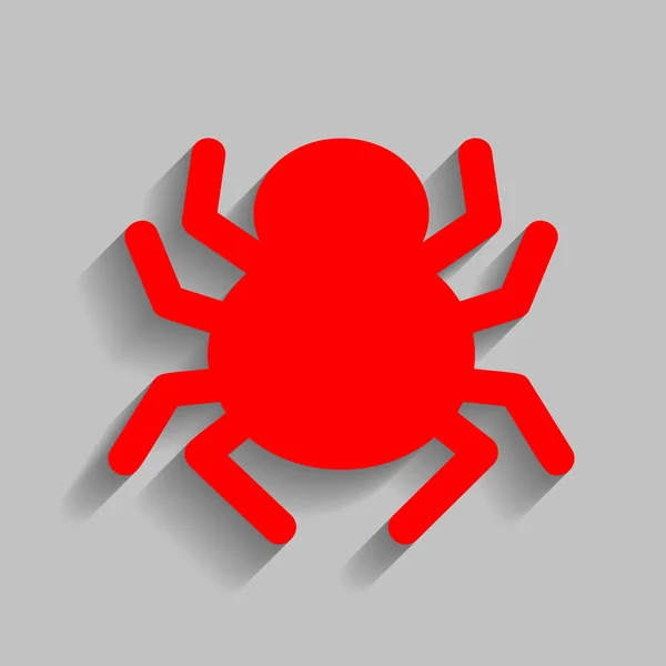 Spinnenzeichenillustration. Vektor. rotes Symbol mit weichem Schatten auf grauem Hintergrund. — Stockvektor