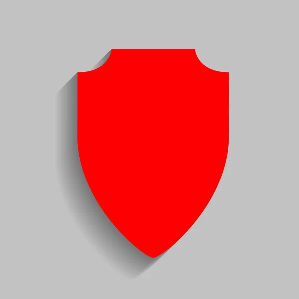 Illustration du bouclier. Vecteur. Icône rouge avec ombre douce sur fond gris . — Image vectorielle