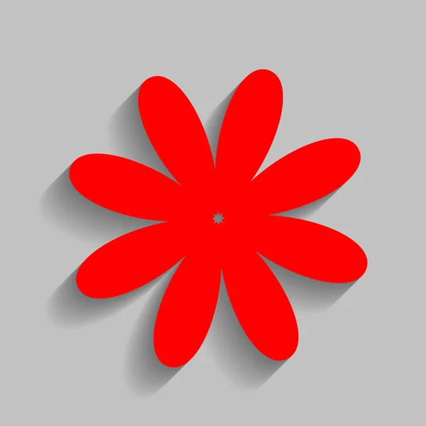 Flor ilustração signo. Vector. Ícone vermelho com sombra suave no fundo cinza . — Vetor de Stock