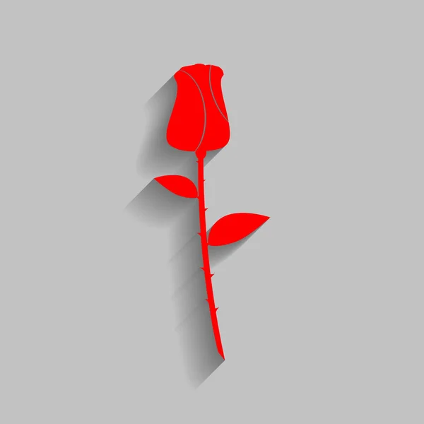 Ilustración de Rose sign. Vector. Icono rojo con sombra suave sobre fondo gris . — Vector de stock