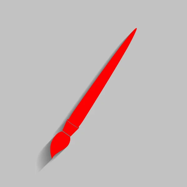 Illustration de signe de brosse. Vecteur. Icône rouge avec ombre douce sur fond gris . — Image vectorielle
