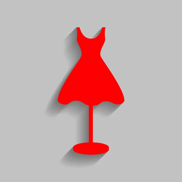 Schaufensterpuppe mit Kleiderzeichen. Vektor. rotes Symbol mit weichem Schatten auf grauem Hintergrund. — Stockvektor
