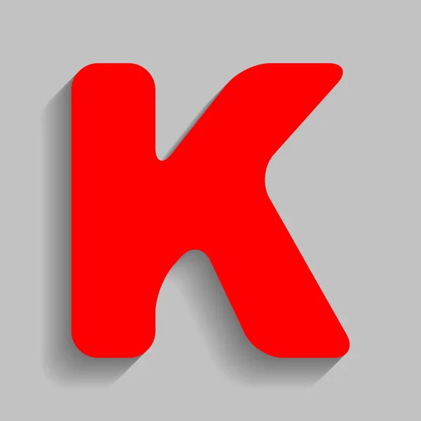 Літера K елемент шаблонного дизайну. Вектор. Червона ікона з м'якою тіні на сірому фоні . — стоковий вектор