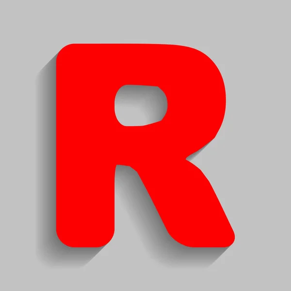 Buchstabe r Zeichen Designvorlage Element. Vektor. rotes Symbol mit weichem Schatten auf grauem Hintergrund. — Stockvektor