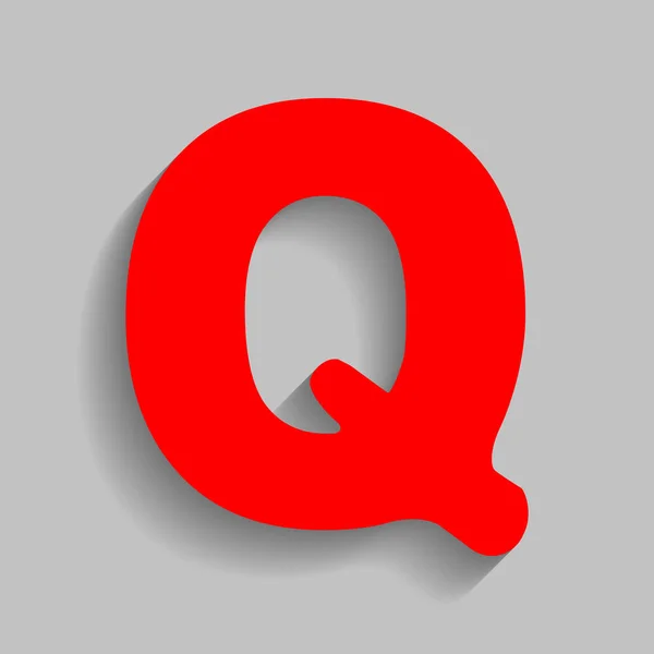 Letra Q elemento de plantilla de diseño de signo. Vector. Icono rojo con sombra suave sobre fondo gris . — Vector de stock