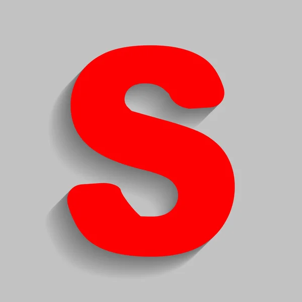 Lettre S signe élément de modèle de conception. Vecteur. Icône rouge avec ombre douce sur fond gris . — Image vectorielle