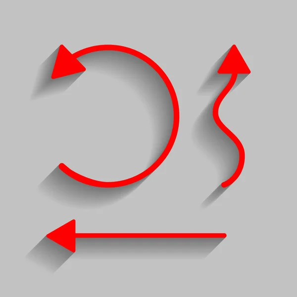 Простий набір для Векторних Стрілок Інтерфейсу. Червона ікона з м'якою тіні на сірому фоні . — стоковий вектор