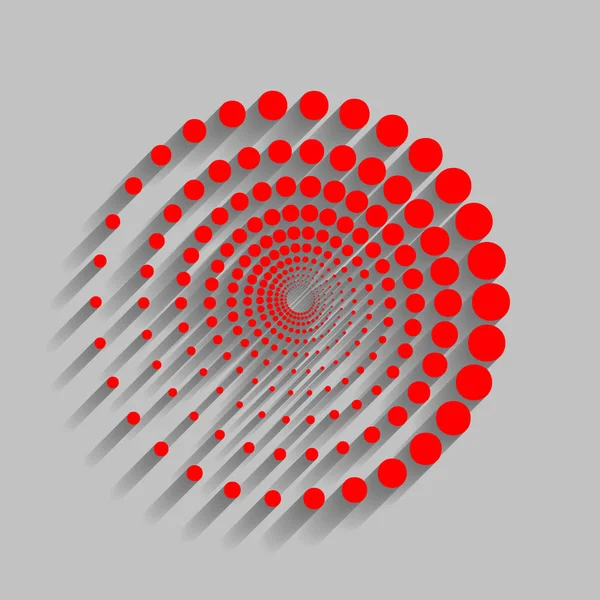 I cerchi astratti della tecnologia segnano. Vettore. Icona rossa con ombra morbida su sfondo grigio . — Vettoriale Stock