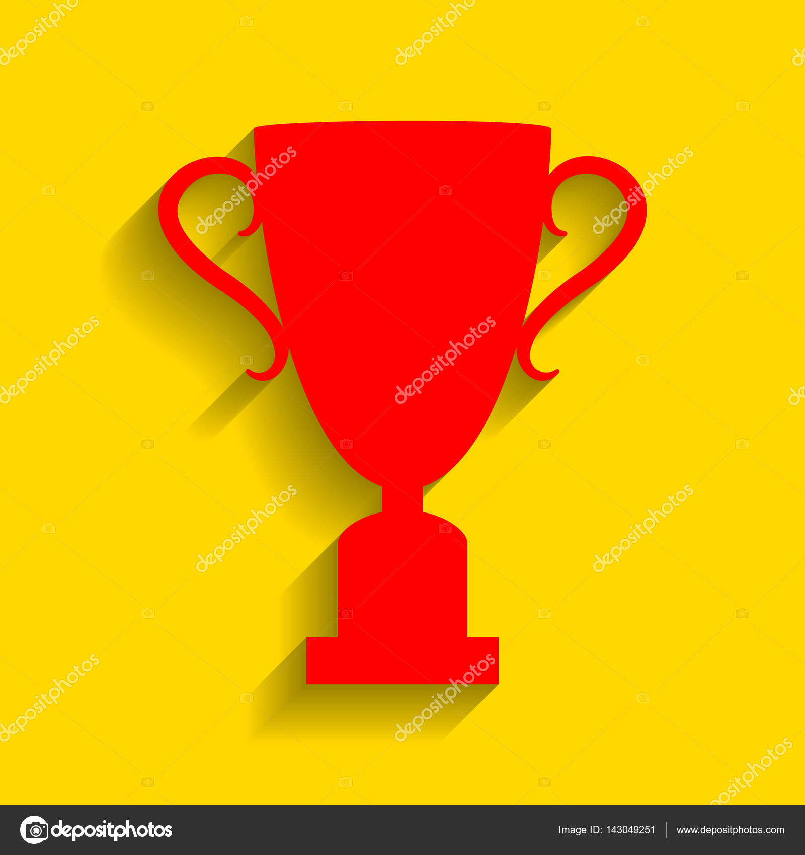 Champions Cup sign. Vector. Red icon with soft shadow on golden