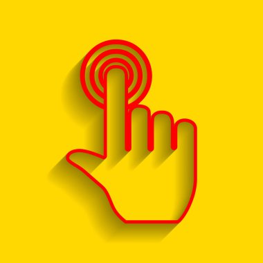 El düğmesini tıklayın. Vektör. Altın arka plan üzerinde yumuşak gölge ile kırmızı simge.