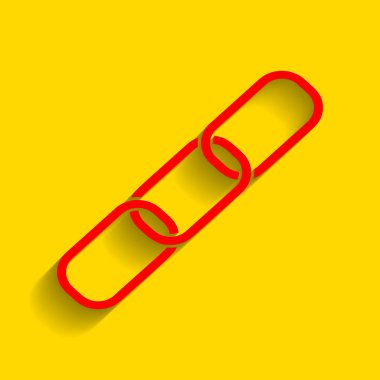 Bağlantı işaret illüstrasyon. Vektör. Altın arka plan üzerinde yumuşak gölge ile kırmızı simge.