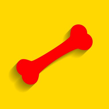 Kemik işareti illüstrasyon. Vektör. Altın arka plan üzerinde yumuşak gölge ile kırmızı simge.