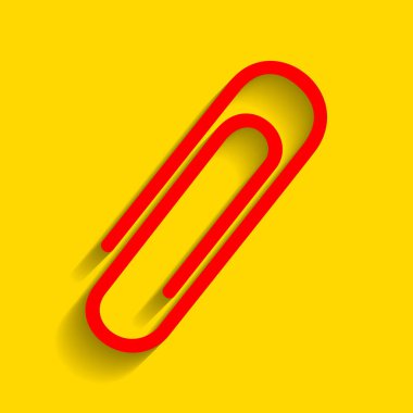 İşareti illüstrasyon klip. Vektör. Altın arka plan üzerinde yumuşak gölge ile kırmızı simge.