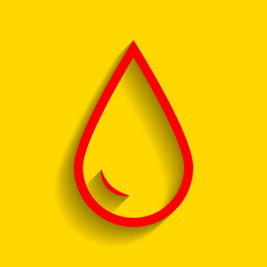 Damla su işareti yok. Vektör. Altın arka plan üzerinde yumuşak gölge ile kırmızı simge.