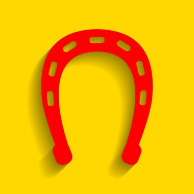 Nal işareti illüstrasyon. Vektör. Altın arka plan üzerinde yumuşak gölge ile kırmızı simge.