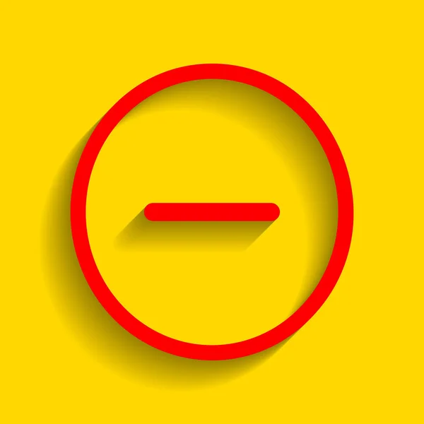 Negatív szimbólum illusztráció. Mínusz jel. Vektor. A puha shadow arany háttér piros ikon. — Stock Vector