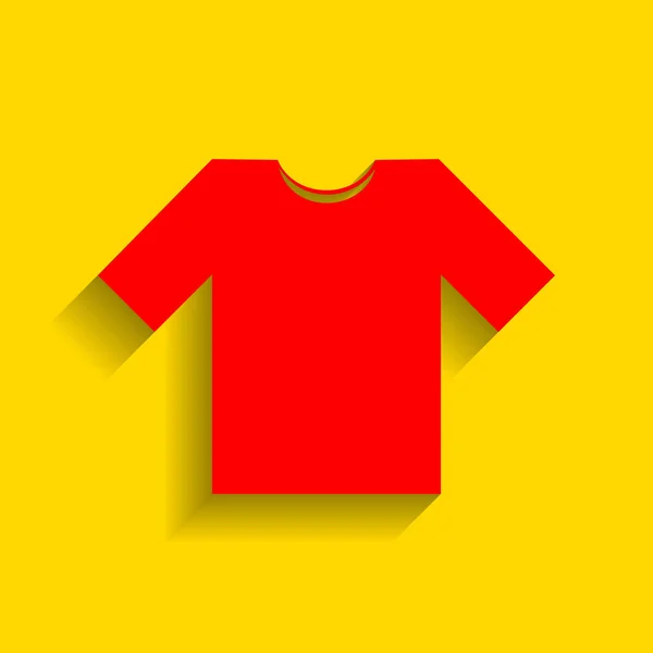 T-shirt sign illustration. Vector. Red icon with soft shadow on golden background. — Stock Vector